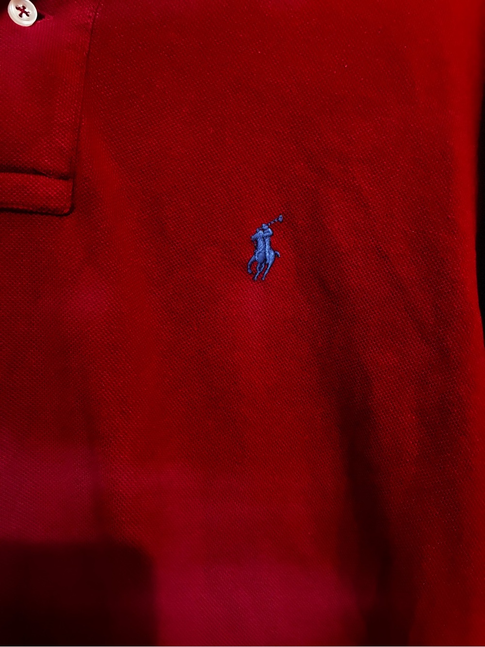 Ralph Lauren Long-Sleeve Polo Shirt in Deep Red with Blue Logo - Picture 2 of 6